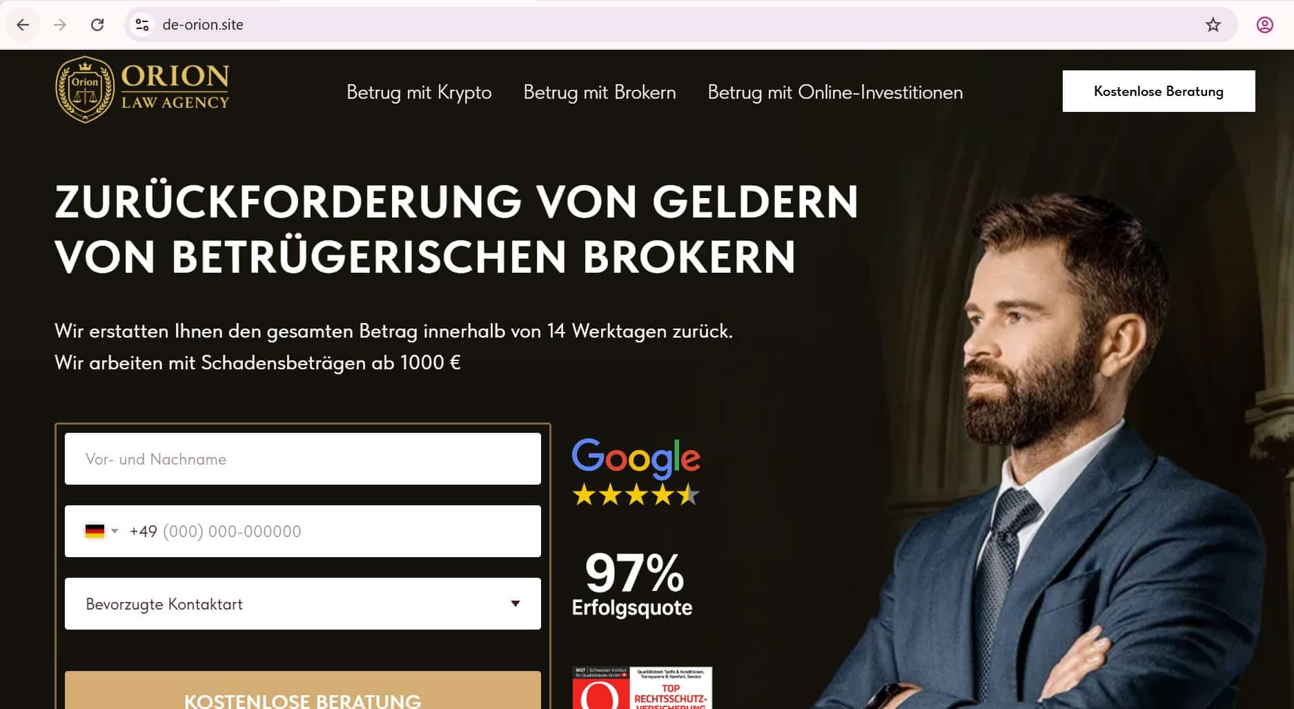 You are currently viewing Die undurchsichtige Welt der De-Orion.site: Fake Kanzlei mit falschen Versprechungen